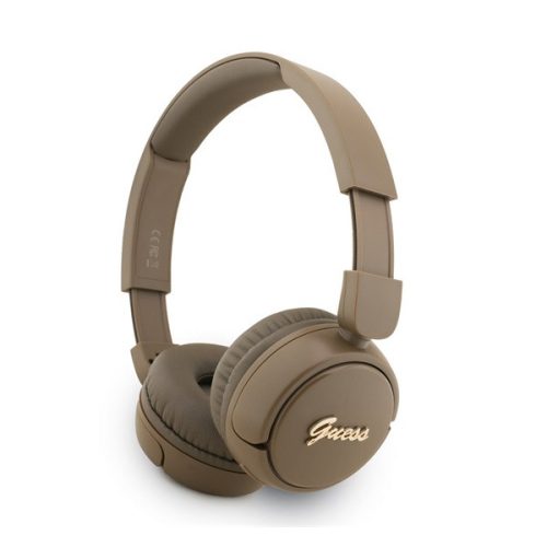 GUESS SCRIPT METAL LOGO bluetooth fejhallgató SZTEREO (v5.3, mikrofon, IPX4 vízálló) SÖTÉTBARNA