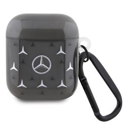   MERCEDES-BENZ CASE STAR PATTERN MAGSAFE szilikon tok (karabíner) FEKETE Apple Airpods 1/2