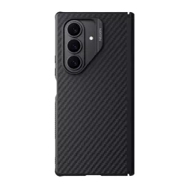   NILLKIN SYNTHETIC FIBER PRO műanyag telefonvédő (aramid bevonat, légpárnás sarok, karbon minta, MagSafe) FEKETE