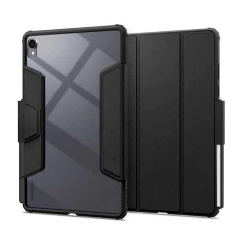 SPIGEN AIR SKIN PRO tok álló, ECO bőr hatású (aktív FLIP, oldalra nyíló, TRIFOLD, asztali tartó, ceruza tartó) FEKETE