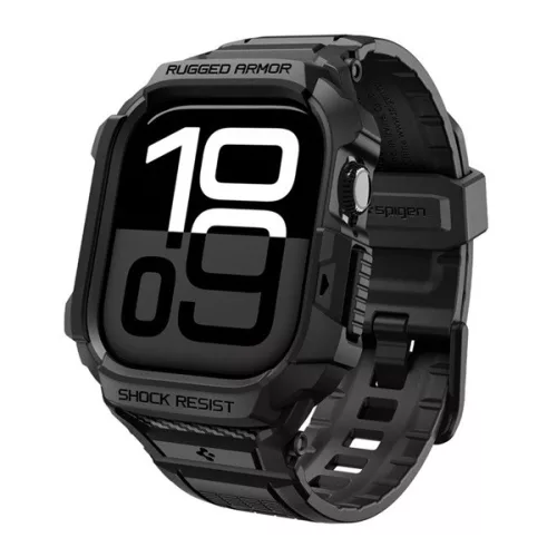 SPIGEN RUGGED ARMOR PRO 2 pótszíj (egyedi méret, szilikon, ütésállóság + szilikon keret) FEKETE