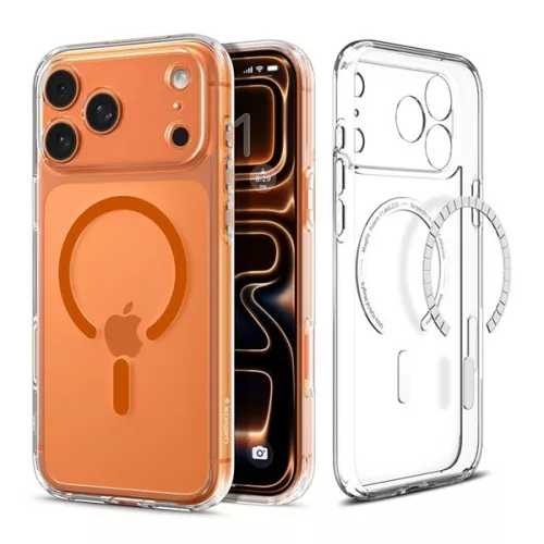 SPIGEN ULTRA HYBRID MAG műanyag telefonvédő (ütésállóság, légpárnás keret, MagSafe) NARANCSSÁRGA
