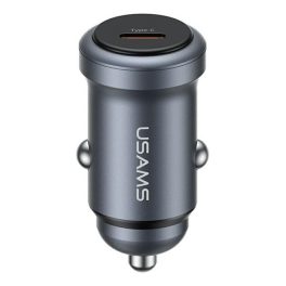   USAMS CC321 autós töltő Type-C aljzat (30W, PD gyorstöltő) SÖTÉTSZÜRKE