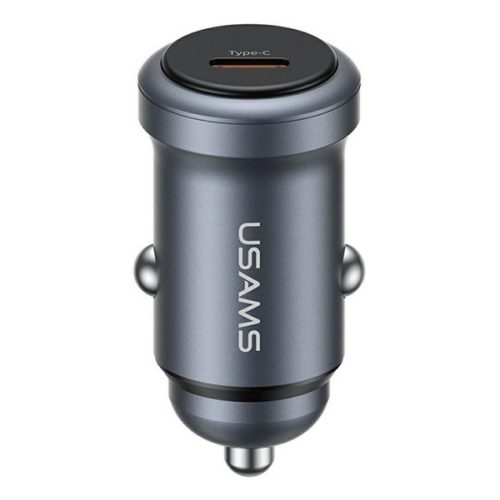 USAMS CC321 autós töltő Type-C aljzat (30W, PD gyorstöltő) SÖTÉTSZÜRKE
