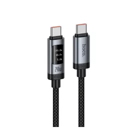   HOCO U148 adatkábel (Type-C - Type-C, 240W, PD gyorstöltő, LED kijelző, 120cm) FEKETE