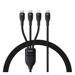   BASEUS FLASH SERIES III adatkábel 3in1 (Type-C - 2 Type-C/lightning, PD gyorstöltő, 100W, 150cm) FEKETE