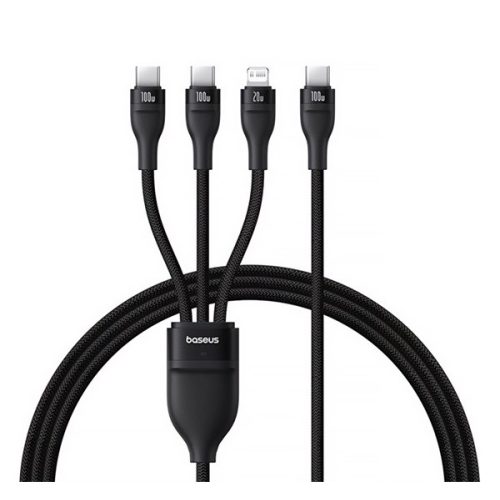 BASEUS FLASH SERIES III adatkábel 3in1 (Type-C - 2 Type-C/lightning, PD gyorstöltő, 100W, 150cm) FEKETE