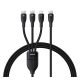 BASEUS FLASH SERIES III adatkábel 3in1 (Type-C - 2 Type-C/lightning, PD gyorstöltő, 100W, 150cm) FEKETE