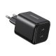 UGREEN X526 hálózati töltő 2 Type-C aljzat (45W, GaN, gyorstöltő) FEKETE