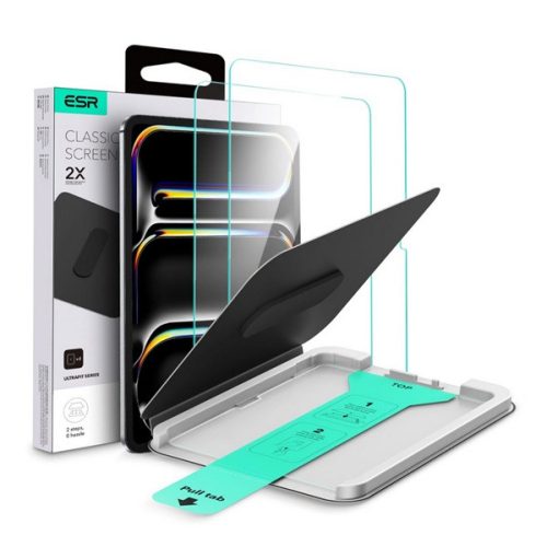 ESR ULTRAFIT képernyővédő üveg 2db (2.5D, 9H + segédkeret) ÁTLÁTSZÓ