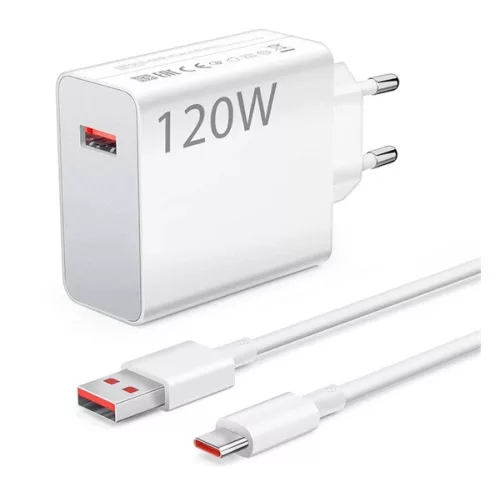 XIAOMI HYPERCHARGE COMBO hálózati töltő USB aljzat (120W, gyorstöltő + Type-C kábel) FEHÉR