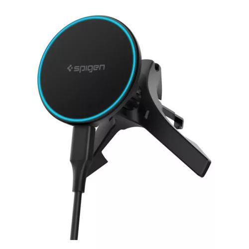 SPIGEN ESSENTIAL EV15MAQ autós tartó (szellőzőre, állítható, 15W, wireless, mágneses, Qi2) FEKETE
