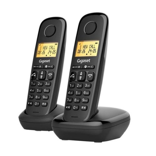 GIGASET BASIC 100 DUO telefon készülék (vezeték nélküli, 1 bázis, 2 kézibeszélő, DECT) FEKETE