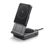 SPIGEN EF302MOQ asztali töltő 2in1 (25W, wireless, MagSafe, AirPods töltő, Qi2) FEKETE