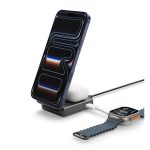 SPIGEN EF302MOQ asztali töltő 2in1 (25W, wireless, MagSafe, AirPods töltő, Qi2) FEKETE