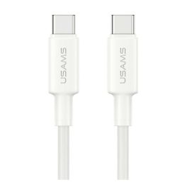   USAMS U90 adatkábel (Type-C - Type-C, 60W, PD gyorstöltő, 100cm) FEHÉR
