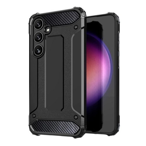 Defender szilikon telefonvédő (ütésállóság, légpárnás sarok, fémhatás) FEKETE