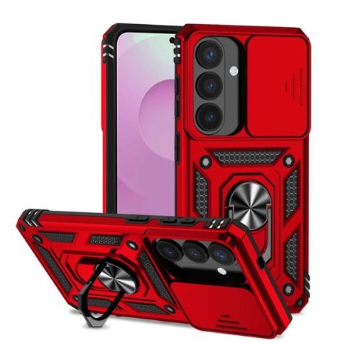 Defender szilikon telefonvédő (ütésállóság, tartógyűrű, kameravédő) PIROS