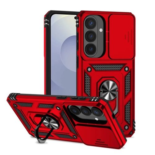 Defender szilikon telefonvédő (ütésállóság, tartógyűrű, kameravédő) PIROS