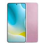 Szilikon telefonvédő (műanyag belső, csillogó hátlap) RÓZSASZÍN