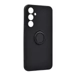 Szilikon telefonvédő (tartógyűrű, mikrofiber plüss belső, mágneses, kameravédő) FEKETE