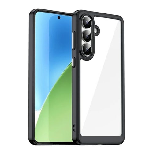 Szilikon telefonvédő (ütésállóság, átlátszó hátlap) FEKETE