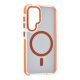 Szilikon telefonvédő (ütésállóság, légpárnás sarok, karbon minta, wireless, MagSafe) NARANCSSÁRGA