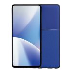 Szilikon telefonvédő (ütésállóság, mágneses, bőr hatású hátlap, csíkos) SÖTÉTKÉK