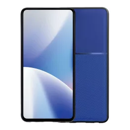   Szilikon telefonvédő (ütésállóság, mágneses, bőr hatású hátlap, csíkos) SÖTÉTKÉK