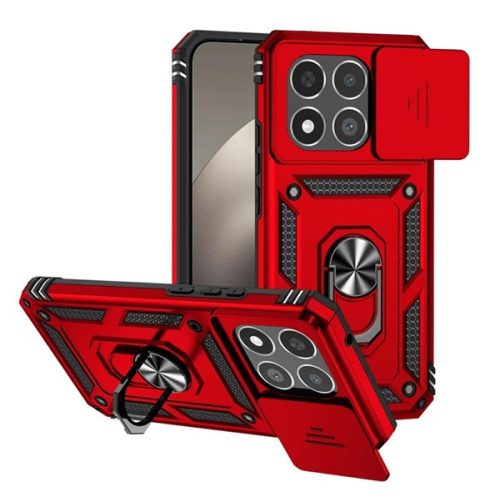 Defender szilikon telefonvédő (ütésállóság, tartógyűrű, kameravédő) PIROS