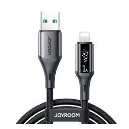   JOYROOM STARTALK adatkábel (USB - lightning, 3A, PD gyorstöltő, LED jelzés, 120cm) FEKETE