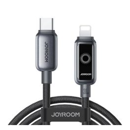   JOYROOM STARFLIGHT A55 adatkábel (Type-C - lightning, 30W, PD gyorstöltő, LED jelzés, 120cm) FEKETE