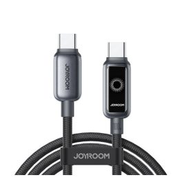   JOYROOM STARFLIGHT adatkábel (Type-C - Type-C, 100W, PD gyorstöltő, LED jelzés, 120cm) FEKETE