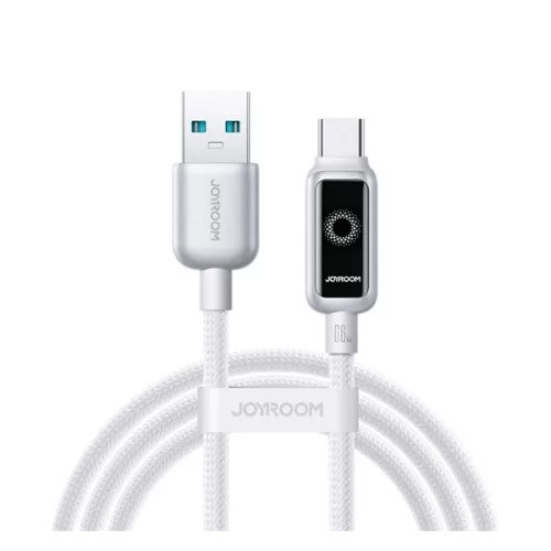 JOYROOM STARFLIGHT adatkábel (USB - Type-C, 66W, PD gyorstöltő, LED jelzés, 120cm) FEHÉR