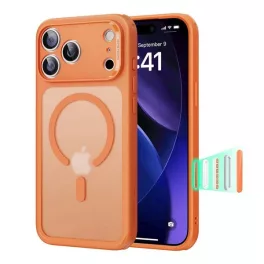   ESR CLASSIC HYBRID szilikon telefonvédő (ütésállóság, légpárnás sarok, kitámasztó, MagSafe) NARANCSSÁRGA