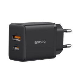   BASEUS CUBE PRO hálózati töltő USB+Type-C aljzat (30W, GaN5, PD gyorstöltő) FEKETE