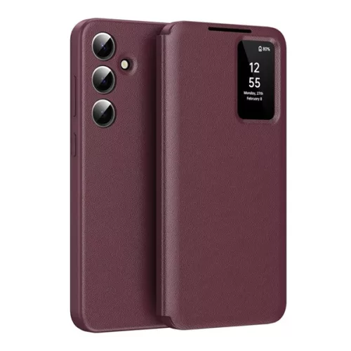 Tok álló (aktív FLIP, oldalra nyíló, Smart View Cover) BORDÓ