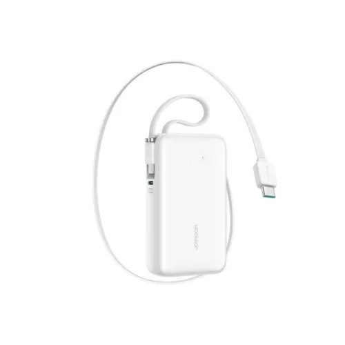 JOYROOM vésztöltő Type-C aljzat (10000mAh, 35W, PD gyorstöltő 3.0, LED kijelző + fix Type-C kábel) FEHÉR