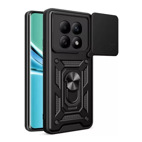 Defender szilikon telefonvédő (ütésállóság, tartógyűrű, kameravédő) FEKETE