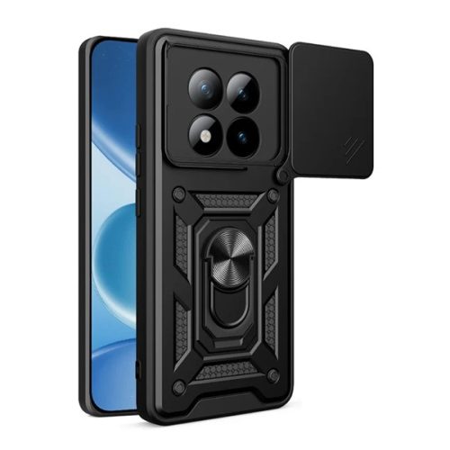 Defender szilikon telefonvédő (ütésállóság, tartógyűrű, kameravédő) FEKETE