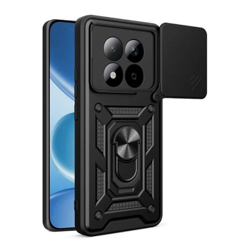 Defender szilikon telefonvédő (ütésállóság, tartógyűrű, kameravédő) FEKETE