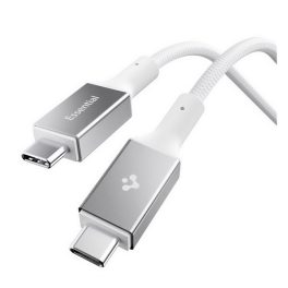   SPIGEN ESSENTIAL EB10015CC adatkábel (Type-C - Type-C, 100W, PD gyorstöltő, cipőfűző, 150cm) FEHÉR