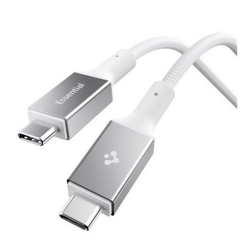 SPIGEN ESSENTIAL EB24015CC adatkábel (Type-C - Type-C, 240W, PD gyorstöltő, cipőfűző, 150cm) FEHÉR