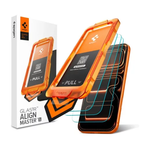 SPIGEN GLASS TR ALIGNMASTER S képernyővédő üveg 3db (2.5D, tokbarát, 9H + segédkeret) ÁTLÁTSZÓ