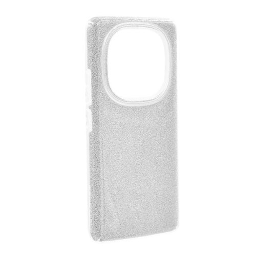 Szilikon telefonvédő (műanyag belső, csillogó hátlap) EZÜST