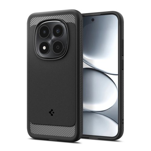 SPIGEN RUGGED ARMOR szilikon telefonvédő (ütésállóság, légpárnás sarok, karbon minta) FEKETE