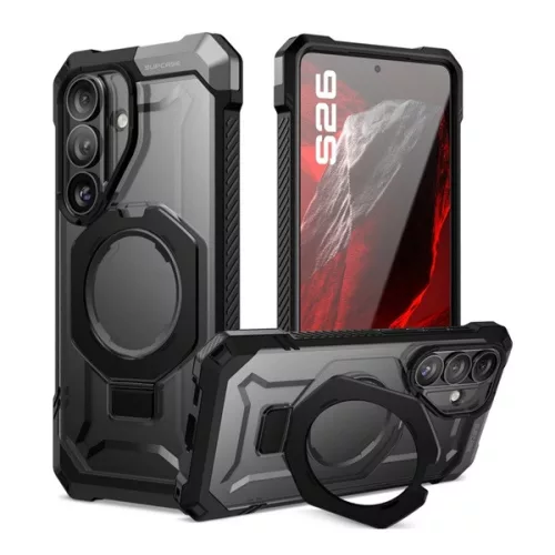 SUPCASE UNICORN BEETLE GRIP MAG defender műanyag telefonvédő (erős ütésállóság, kitámasztó, Magsafe) FEKETE