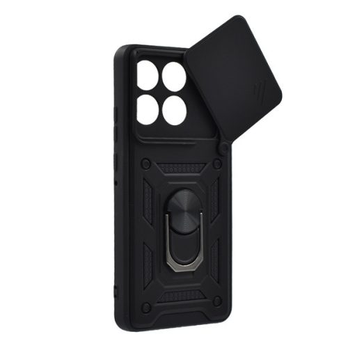 Defender szilikon telefonvédő (ütésállóság, tartógyűrű, kameravédő) FEKETE