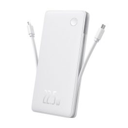   BASEUS AIRPOW LITE vésztöltő USB+Type-C aljzat (10000mAh, 22.5W, PD gyorstöltő, LED jelzés + fix Type-C kábel) FEHÉR