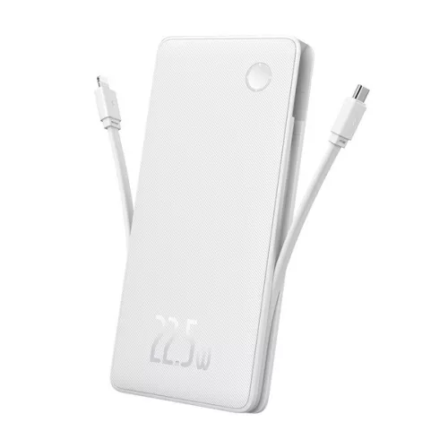 BASEUS AIRPOW LITE vésztöltő USB+Type-C aljzat (10000mAh, 22.5W, PD gyorstöltő, LED jelzés + fix Type-C kábel) FEHÉR